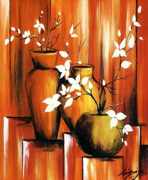 Vase Painting, African Art Paintings, Wall Art Ideas, Flower Painting Canvas, Painting Canvases, Easy Canvas Painting, Painting Flower, Painting Art Lesson, Flower Paintings