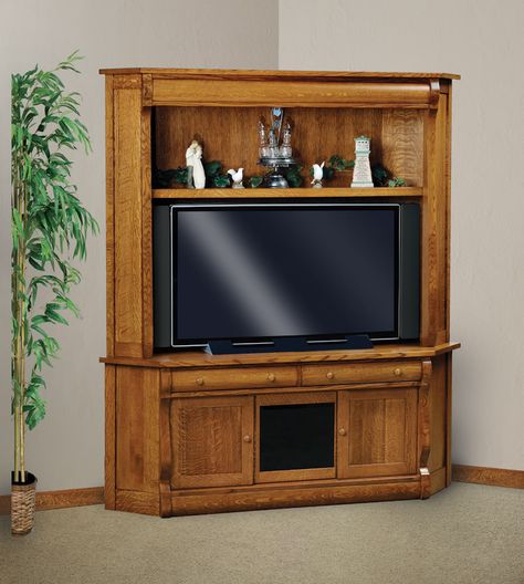 Amish Corner TV Armoire Entertainment Center LCD LED Solid Oak Wood Stereo Cabinet Ideas, Corner Entertainment Center, Old Tv Stands, Large Entertainment Center, Corner Tv Cabinets, Cabinet Classic, Tv Armoire, Entertainment Center Design, Corner Furniture