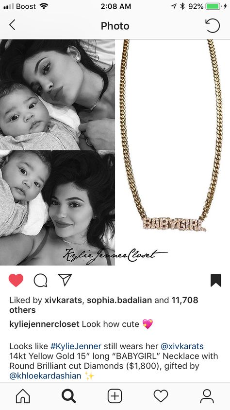 Kylie Jenner Necklace, Babygirl Necklace, Keeping Up With The Kardashians, Gold Baby, Khloe Kardashian, Round Brilliant Cut Diamond, Kylie Jenner, Personalized Jewelry, Diamond Necklace