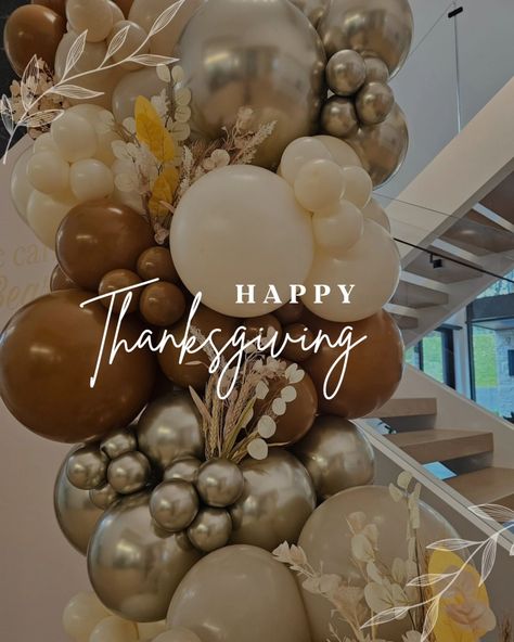 Happy Thanksgiving to all our past and future clients! We are so grateful for your love, support, and your trust in us to deliver and design something for you. #thanksgiving #autumndecor #autumnballoons #thanksgivingdecor #balloongarland #thankfulheart #canadathanksgiving #yyt As a balloon artist, I am thankful today for trustworthy and loyal clients, balloon suppliers who deliver on time @bargainballoons , for high-quality balloons and amazing colors @tuftexballoons @kalisanballoons ... Brown Balloons Aesthetic, Friendsgiving Balloon Arch, Thanksgiving Balloon Bouquet, Thanksgiving Event Ideas, Friendsgiving Balloon Garland, Thanksgiving Balloon Arch, Thanksgiving Balloon Decorations, Thanksgiving Balloon Garland, Thanksgiving Balloons