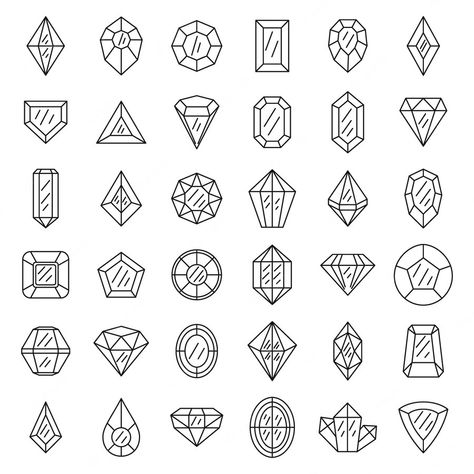 Premium Vector | Gemstone icons set Perfume Moodboard, Jewel Tattoos, Crystal Icon, Gemstone Logo, Tattoo Rug, Symbol Ideas, Gem Logo, Jewellery Logo, Nature Luxury