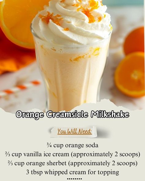 Orange Creamsicle Milkshake, Creamsicle Milkshake, Creamsicle Smoothie, Perfect Dinner Party, Orange Soda, Orange Creamsicle, Old Fashioned Recipes, My Recipes, Homemade Ice