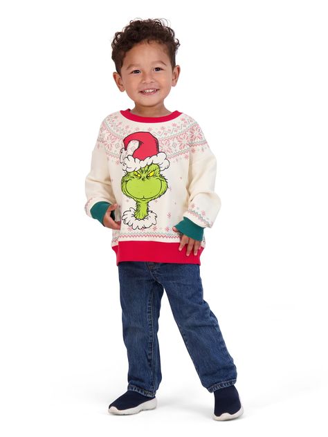 Buy The Grinch Christmas Toddler Unisex Fleece Sweatshirt with Long Sleeves, Sizes 12M-5T at Walmart.com Grinch Clothing, A Grinch Christmas, The Grinch Who Stole Christmas, Baby Grinch, The Grinch Christmas, Grinch Who Stole Christmas, Christmas Toddler, Baby Boy Tops, Boys Fleece