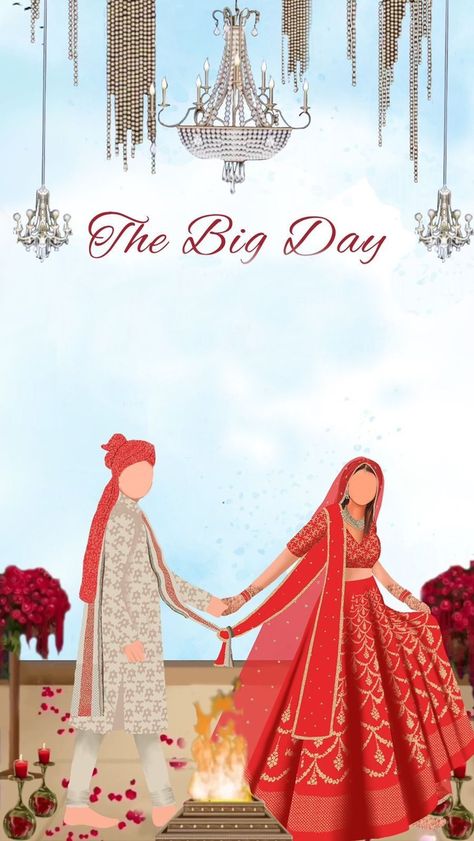 Faceless Illustration, Couple Illustration Wedding, Wedding Illustration Card, Bride And Groom Cartoon, Indian Invitation Cards, Wedding Couple Cartoon, Digital Wedding Invitations Design, Indian Invitations, Digital Wedding Invitations Templates