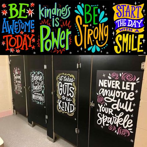 Bathroom Stall Doors, Stall Doors, Bathroom Stalls, Stall Door, Kindness Projects, School Bathroom, Bathroom Decals, Bathroom Stall, School Culture