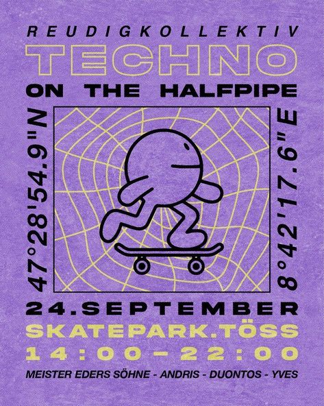 Techno on the halfpipe | #design #creative #banner Party Design Poster, Party Flyer Design, Music Festival Logos, Best Banner Design, Techno Party, Festival Logo, Best Banner, Banner Design Inspiration, Festival Flyer