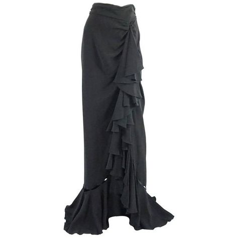 Preowned Naeem Khan Black Silk Long Ruffle Skirt With Cutouts - 12 (6 895 SEK) ❤ liked on Polyvore featuring skirts, black, ruffled skirts, long ruffle maxi skirt, long skirts, long floor length skirts, long frilly skirts and long maxi skirts Long Ruffle Skirt, Floor Length Skirts, Ruffled Skirts, Frilly Skirt, Ruffle Maxi Skirt, Skirts Long, Silk Maxi Skirt, Naeem Khan, Silk Maxi