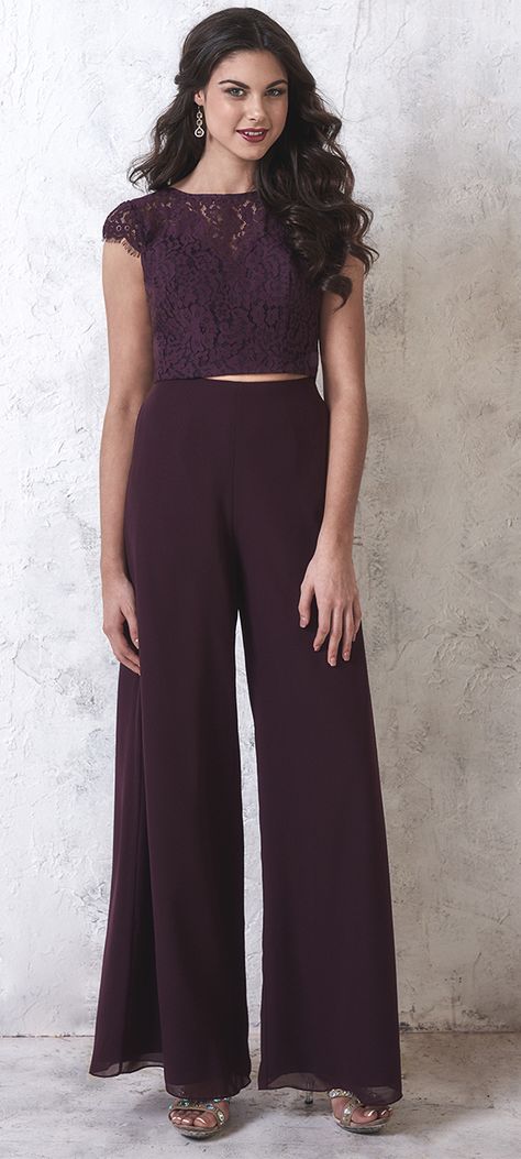 FALL 2016 // Style 22749 | Put a difference in your wedding with this two-piece lace tank top and chiffon pants with lining. The pants and the top are equipped with their own zippers. #ChristinaWuCelebration #Bridesmaids #ChristinaWu #FallWedding Bridesmaid Pants Outfits, Bridesmaid Pantsuit, Bridesmaid Pants, Wedding Dress Bridesmaid, 2016 Style, Christina Wu, Chiffon Pants, Always A Bridesmaid, Brides Babes