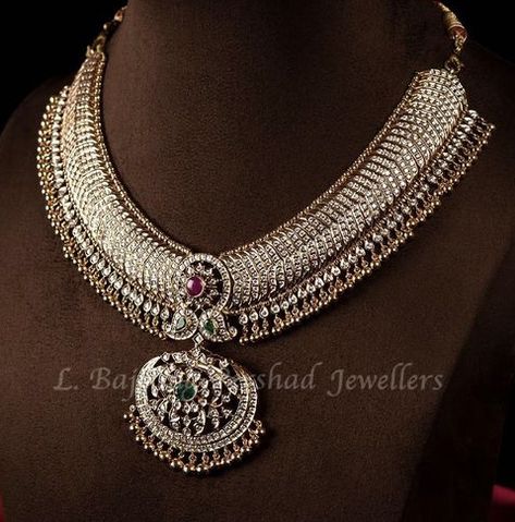 Diamond Addigai Designs, Diamond Tussi Necklace, Tussi Diamond Necklace, Diamond Tussi, Tussi Necklace Gold, Tussi Necklace, Gold Choker Necklace Indian, Bridal Diamond Necklace, Hand Chain Jewelry