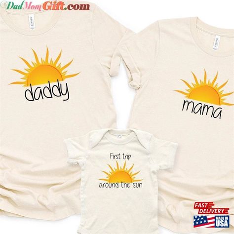 Sunshine Shirt, First Trip Around The Sun, Gender Party, 1st Birthday Themes, Baby Party, Birthday Theme, Family Shirts, First Birthdays, 1st Birthday