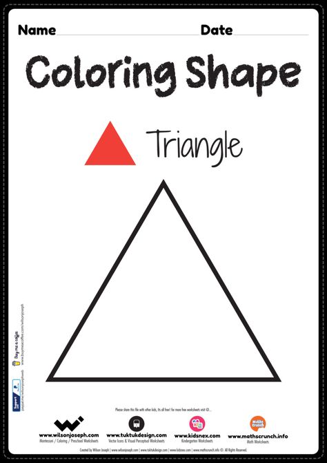 Triangle coloring page for preschool kindergarten kids | Triangle Shape Activity For Preschool, Triangle Lesson Plans Preschool, Triangle Shape Worksheets For Preschool, Triangle Worksheets Kindergarten, Triangle Coloring Page, Triangle Coloring Page Preschool, Triangles Activities, Triangle Worksheet, Triangle Template