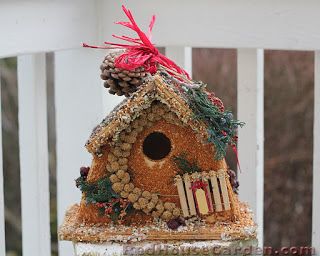 Red House Garden: How to Make an Edible Birdhouse Edible Birdhouse, Diy Birdhouse, Homemade Bird Houses, Wooden Bird Houses, Edible Seeds, Bird House Kits, Bird Aviary, Bird Houses Diy, How To Attract Birds