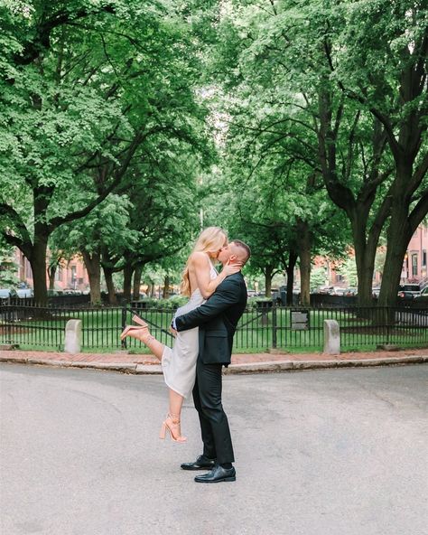 A little Boston South End charm for this couples engagement session. The rows of brownstone buildings mixed with the spring greens provide a perfect city backdrop that still feels quaint. We ended at The South End Buttery to celebrate this couple’s mutual love for a great cup of coffee! ⠀⠀⠀⠀⠀⠀⠀⠀⠀ Photographer: @vanessafalconeweddings ⠀⠀⠀⠀⠀⠀⠀⠀⠀ engagement, engagement ring, Boston engagement photography ⠀⠀⠀⠀⠀⠀⠀⠀⠀ ⠀⠀⠀⠀⠀⠀⠀⠀⠀ #boston #bostonengagement #cityengagement #capecod #engagementphotogra... White Dress And Heels, Silky White Dress, Boston Engagement Photos, City Backdrop, Couple Outfit Ideas, Romantic Couple Poses, Couple Walking, Couples Walking, Engagement Locations