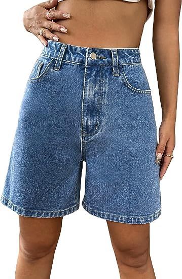 Long Jean Shorts, Long Denim Shorts, Jean Short Outfits, Flattering Jeans, Bermuda Jeans, Long Jeans, Shorts Casual, Jeans For Short Women, Blue Denim Shorts