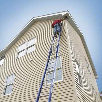 Ladder Safety Accessories - This Old House Ladder Safety, Best Ladder, Ladder Stands, Bay Window Curtains, Ladder Accessories, Old Ladder, Home Maintenance Checklist, Burlap Curtains, Step Ladders