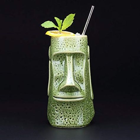 PRICES MAY VARY. Perfect size: Mouth diameter: 7cm/2.7 inch, height: 17cm/6.7 inch, Bottom diameter : 9cm/3.5inch, holds 700ml/23.6 ounces. great for hawaiian tiki bar, tiki hut or thatching ornaments. QualIty materials: This tiki mug is crafted from a durable ceramic material, BPA-free,non-toxic, safe.Ceramic mugs tend to keep the drink cold longer as well. This product is not suitable for dishwashers or microwave ovens. High quality : Made of extra durable, thick ceramic - stronger, better loo Tiki Cups, Tiki Glasses, Hawaiian Cocktails, Tiki Mugs, Tiki Mug, Hawaiian Tiki, Cold Desserts, Bar Glasses, Cocktail Set