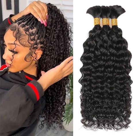 Amazon.com : Human Braiding Hair 3 Bundles/Pack 150g Curly Water Wave Human Bulk Hair for Braiding No Weft 10A Brazilian Virgin Human braiding Hair for Boho Braids Wet and Wavy Braids Extensions (16 16 16inch) : Beauty & Personal Care Wet And Wavy Braids, Wavy Braids, Curly Human Hair Extensions, Braids Extensions, Braiding Hairstyles, Hairstyles Theme, Micro Braids, Braids With Extensions, Human Braiding Hair