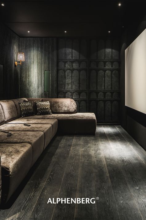 wall design, acoustic panels, home cinema, walls, couch Home Theatre Design, Home Cinema Design, Hoog Design, Dallas House, Theatre Interior, Sound Panel, Home Cinema Room, Leather Wall, In Wall Speakers