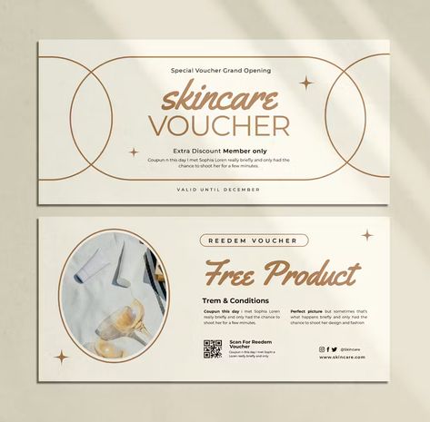 Spa Voucher Design, Beauty Voucher Design, Gift Coupon Design, Voucher Design Coupon, Skincare Banner, Voucher Design Template, Business Rebranding, Nails Poster, Voucher Template Free