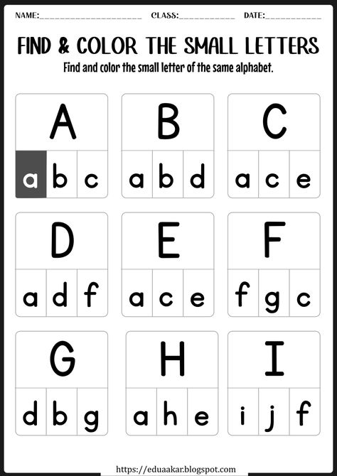 Letter Learning Worksheets, Alphabet Activity For Kids, Identifying Letters Preschool, Letter Revision Activities, 2 Letter Words Worksheets, Identify Letters Activities, Alphabet Recognition Worksheets, Letters Worksheets Kindergarten, Small Letter Worksheet