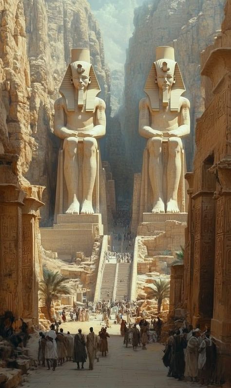 Egyptian Statues, Ancient Egyptian Cities, Good Morning My Friends, Egypt Concept Art, Egypt Aesthetic, Good Morning My Friend, Ancient Egypt Art, Visit Egypt, Egyptian Symbols