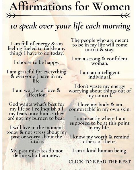 Affirmation for women Daily Affirmations For Women, Healing Affirmations, Divine Timing, Affirmations For Women, Love My Body, Speak Life, Good Prayers, I Am Worthy, Morning Affirmations