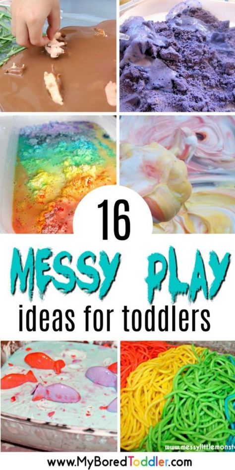 messy play ideas for toddlers 2 and 3 year olds #messyplay #sensoryactivity #sensoryplay #toddleractivity #toddleractivities #oneyearold #twoyearold #toddlers #threeyearold Messy Play For Preschoolers, Childcare Activities Toddlers, Messy Play For Toddlers, Toddler Messy Play, Messy Play Ideas, Play Ideas For Toddlers, Messy Monday, Messy Play Activities, Messy Crafts