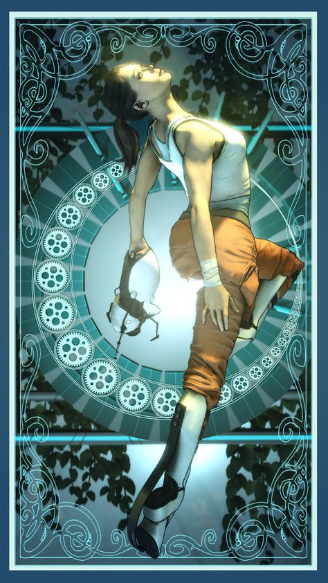 [SFM] Art Nouveau Chell by kungfubellydancer.deviantart.com on @deviantART #portal Chell Portal, Portal Art, Aperture Science, Portal Game, Portal 2, Bioshock, Nerd Geek, 2d Art, Borderlands