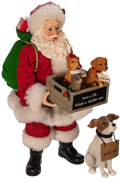 Amazon.com: Kurt S. Adler Kurt Adler 10.5-Inch Fabriché Adopt-a-Pet Dog, 2 Piece Set Santa, Multi : Home & Kitchen Santa Dog, Santa Figurines, Kurt Adler, Christmas Room, Christmas Store, Christmas Figurines, Small Animals, Boys Christmas, Wooden Crate