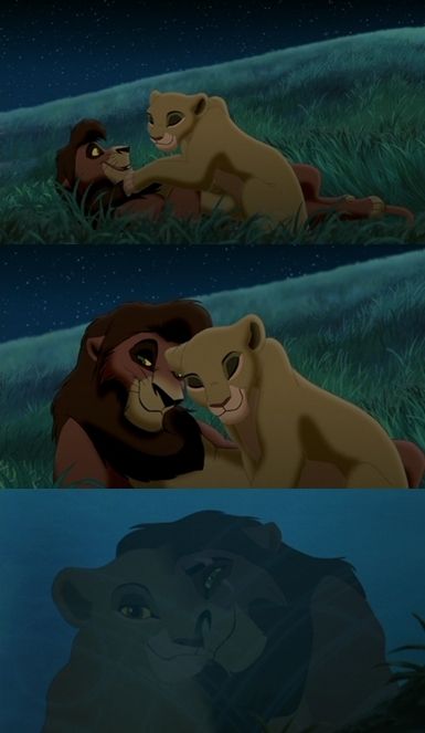 "We are one." Lion King 2. Um, Kovu's scar in the third panel is on the wrong side...just saying. XD Kiara And Kovu, Lion King 1 1/2, Lion King Ii, Lion King 3, Lion King 1, Lion King Movie, Lion King 2, Il Re Leone, Disney Lion King