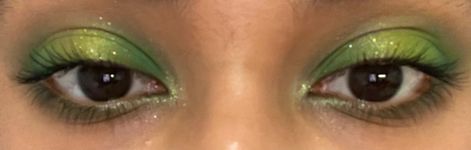 products used: colourpop hi, society palette, L’Oréal telescopic mascara Green Scene Makeup, Colourful Makeup Aesthetic, Lime Makeup Look, Oil Spill Makeup, Green Eyeshadow Aesthetic, Natural Green Makeup, Blue And Green Eyeshadow Looks, Funky Eyeshadow, Bright Green Eyeshadow