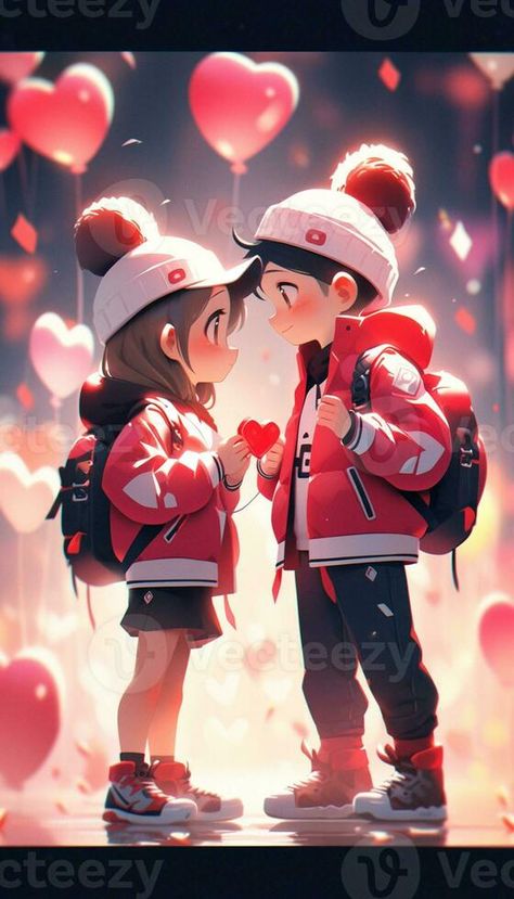 anime couple kissing in front of balloons with hearts in the background. generative ai. Cartoon Couple Photos, 3d Couple, Views Nature, 3d Wallpaper Cute, Cartoon Eyes Drawing, Cute Love Photos, Train Video, Love Cartoon Couple, Biology Facts