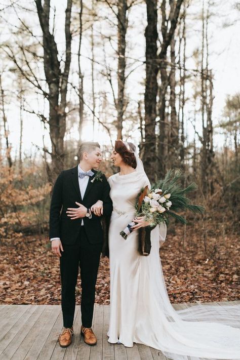 A Vintage Winter Wedding at Flanagan Farm in Buxton, Maine Vintage Winter Wedding, Winter Wedding Reception, Vintage Winter Weddings, Farm Photo, Winter Wedding Inspiration, Lgbtq Wedding, Lesbian Wedding, A Massage, Anniversary Photos