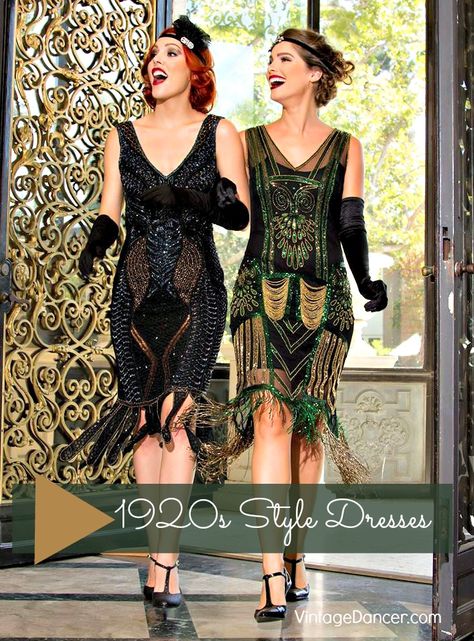 1920s style dresses, flapper dresses, day dresses at VintageDancer.com 1920s Style Dresses, Dresses 20s, Vintage 20s Dresses, Dresses 1920s Style, Gatsby Party Outfit, Gatsby Outfit, Gatsby Party Dress, Style Année 20, 1920s Fashion Dresses