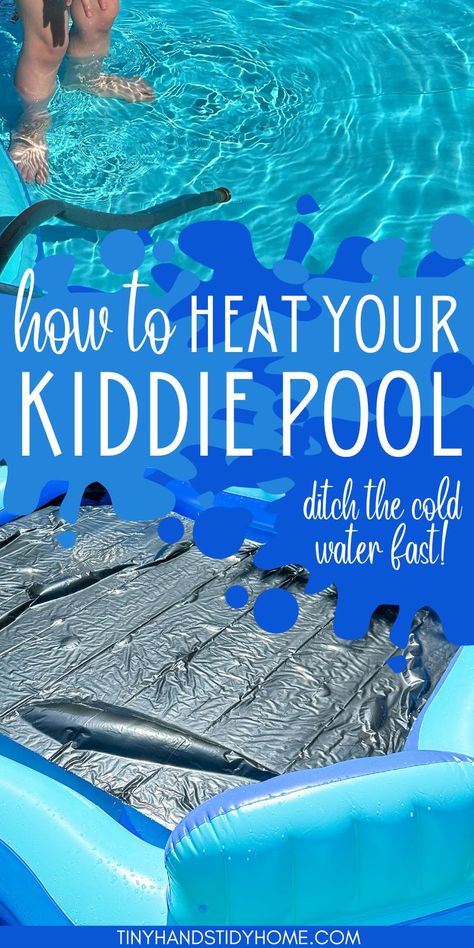 Image of an inflatable kiddie pool with a black garbage bag laying over the water and a hose filling water into the pool. The text over the image reads, "how to heat your kiddie pool, ditch the cold water fast". Summer Hacks Kids, Kiddie Pool Ideas, Pool Warmer, Outdoor Kids Play Area, Blow Up Pool, Hotel Swimming Pool, Mommy Hacks, Children Swimming Pool, Backyard Kids Play Area