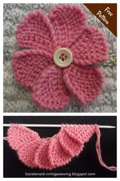 Free Knitting Flower Patterns, Free Knitting Patterns For Flowers, Knitting Flowers Free Pattern, Knit Flowers Free Pattern, Knitted Flowers Free Pattern Easy, Free Knitted Flower Patterns, Flower Knitting Pattern, Knitted Flowers Free, Knitted Decorations