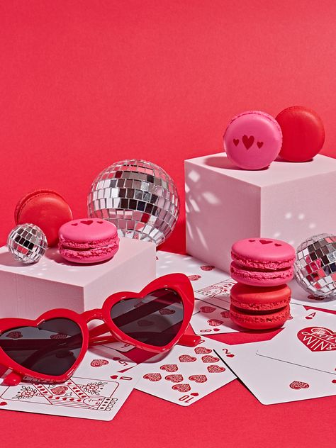 Disco Ball Macarons, Disco Ball Product Photography, Valentines Product Shoot, Valentine’s Day Product Photography, Birthday Product Photography, Valentines Mood Board, Valentine Product Photography, Valentines Day Product Photography, Card Product Photography