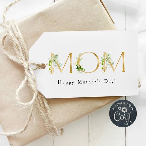 Mums Gift Ideas, Mother’s Day Tags, Mothers Day Tags, Gift Tag Template Printable, Mothers Day Present, Gift Tag Template, Floral Letters, Tag Template, Mom Day