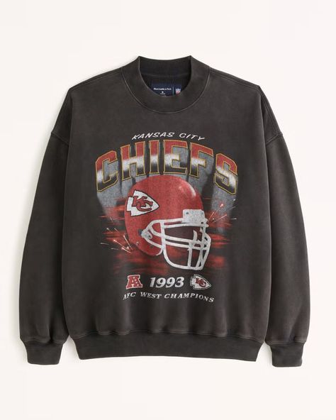 Kansas City Chiefs Graphic Crew Sweatshirt | Abercrombie & Fitch (US) Chiefs Sweatshirt, Vintage Headboard, Sarah Joy, Brush Paint, Gender Inclusive, Painting Kitchen, Blue Furniture, Football Sweatshirt, Dry Brush