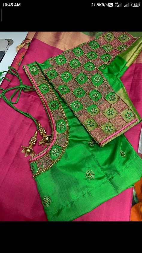 Ariya Work Blouse Designs, Green Aari Work Blouse Design, Simple Aari Work Blouse Design, Simple Aari Work Blouse, Aari Work Blouse Designs, Simple Aari Work, Aari Work Blouse Design, Green Blouse Designs, Blouse Maggam Work