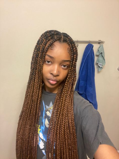 Shades Of Brown Braids, Brown And Light Brown Braids, Honey Brown Box Braids On Light Skin, Brown Braids On Dark Skin Women, Brown Braids On Light Skin, Braids Marron, Hair Color Braids, Brown Braids Aesthetic, Braid Aesthetic