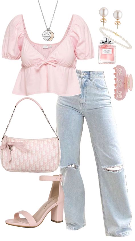 #ootd #outfitidea #coquette #pink Detective Dress, Summer Casual Outfits, Scene Dress, Modesty Outfits, Cute Modest Outfits, Coquette Pink, Shein Outfits, Cute Preppy Outfits, Mode Ootd