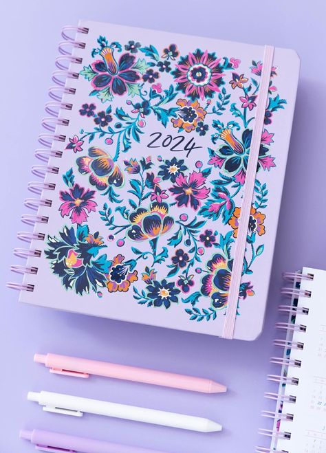 Vera Bradley Hardcover Daily Planner 2023-2024, Spiral Planner Dated August 2023 - December 2024, Large Size Cute Planner, Weekly Planner with Monthly Calendar, Stickers, & Pockets, Cloud Vine Multi Cute Weekly Planner, Spiral Planner, Planner Review, Spiral Planners, Cute Planner, Calendar Stickers, Planner Book, Yearly Calendar, Monthly Calendar