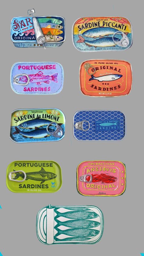 Sardines In A Can, Tinned Fish Packaging, Tinned Fish Aesthetic, Tinned Sardines, Fish Tin, Canned Fish, Tinned Fish, Lemon Olive Oil, Old Design