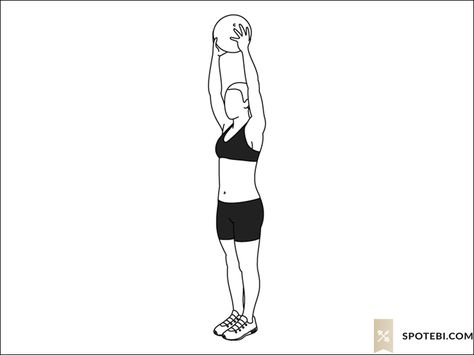 Reverse lunge medicine ball overhead press exercise guide with instructions, demonstration, calories burned and muscles worked. Learn proper form, discover all health benefits and choose a workout. https://www.spotebi.com/exercise-guide/reverse-lunge-medicine-ball-overhead-press/ Fitness Gif, Skater Lunges, Side Crunches, Youtube Workout, Post Baby Body, Calories Burned, Plank Challenge, Killer Workouts, Health Routine