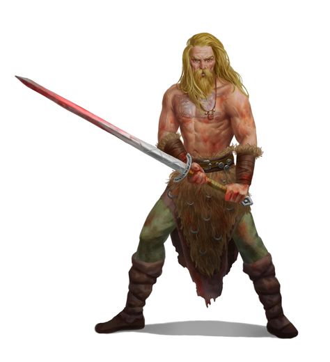 Male Human Barbarian - Ostog - Pathfinder 2E PFRPG DND D&D 3.5 5E 5th ed d20 fantasy Greatsword Barbarian Dnd, Barbarian Greatsword, 5e Barbarian, Barbarian Rpg, Dnd Barbarian, Barbarian Dnd, Pathfinder 2e, Pathfinder Character, Nordland