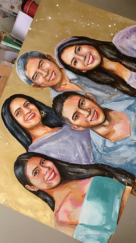 #family #familyportrait #familypainting #painting #acrylic #acryliconcanvas Family Portrait Acrylic Painting, Acrylic Family Portrait, Canvas Painting Ideas People, Family Portrait Painting Ideas, Family Portraits Painting, Family Painting Ideas, Family Acrylic Painting, Silhouette Family, Portraits Painting