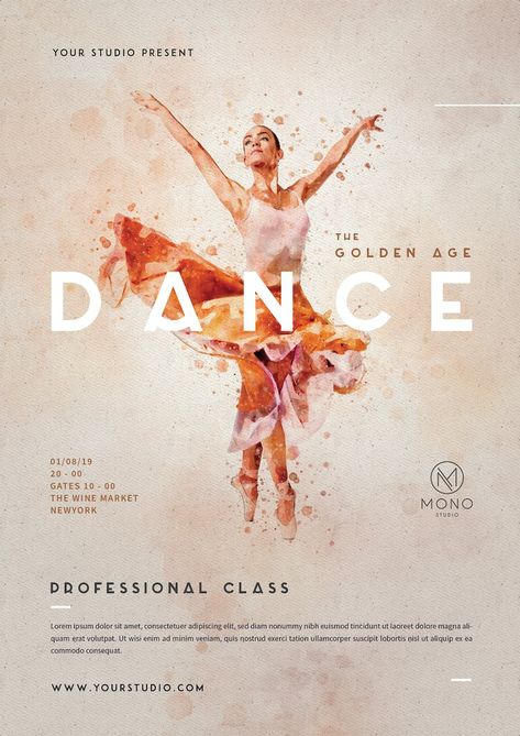 Ballet Dance Flyer - Design Template Place Ballet Flyer Design, Dance Poster Design Graphics, Ballet Poster Design, Dance Flyer Design, Dance Class Poster, Dance Poster Ideas, Dance Template, Class Poster Design, Dance Poster Design