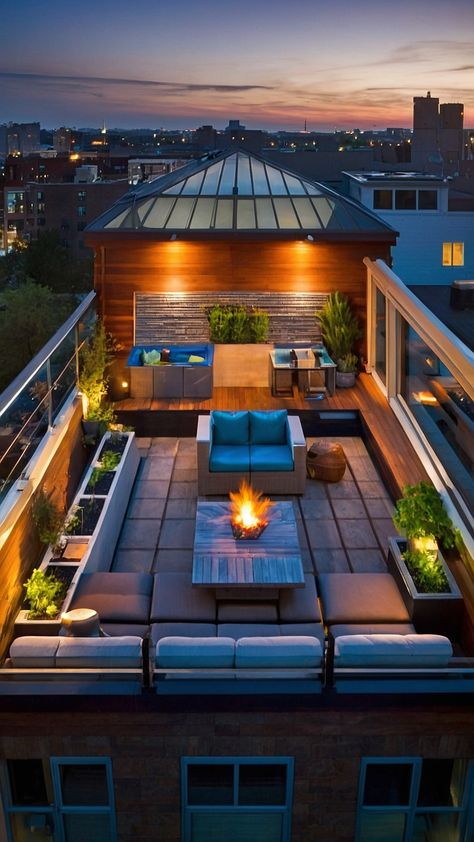 Transform your rooftop patio into a stunning outdoor oasis with these amazing rooftop deck ideas Explore small deck ideas terrace garden ideas Indian home roof deck plans simple modern luxury outdoor designs and more Get inspired to create a beautiful rooftop deck space that complements your home's architecture and style Rooftop Patio Design Roof Deck, Rooftop Terrace Design Roof Deck, Small House With Rooftop, Rooftop Lounge Design, Terrace Garden Ideas Indian, Rooftop Deck Design, Rooftop Deck Ideas, Small Deck Ideas, Modern Luxury Outdoor