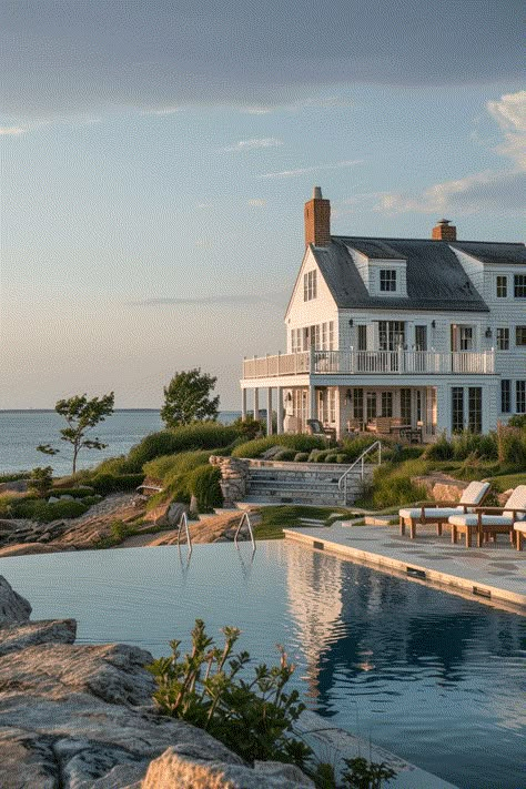 Infinity Pool Meets Atlantic Horizon New England Coastal Homes, Coastal New England Home, Newport Restaurants, Hidden Passageways, House Quiz, Dark History, Marble House, Ocean Horizon, Underground World